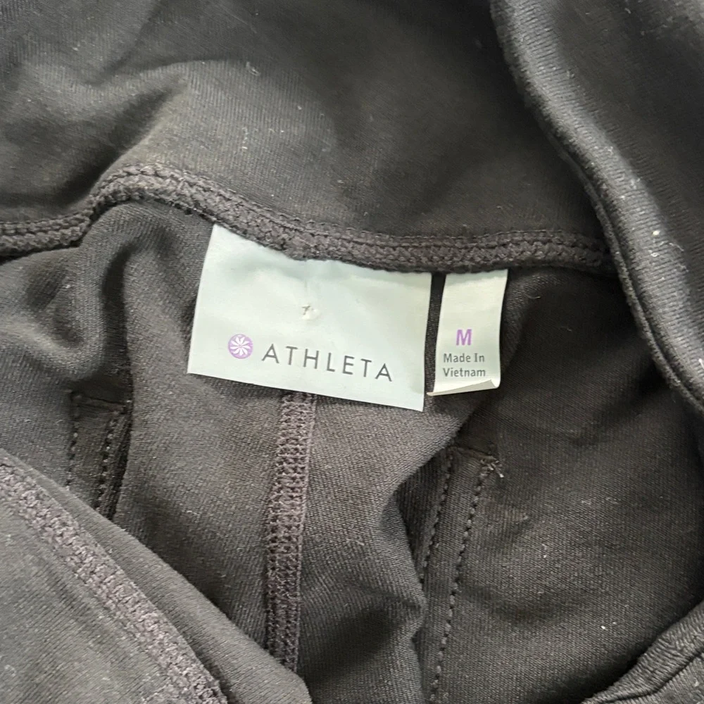 Athleta Black Leggings with Faux Leather Accents - Picture 2 of 3